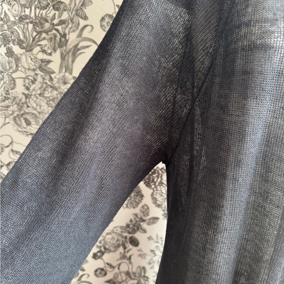 Vintage EILEEN FISHER Organic Linen Cardigan Gray Semi Sheer Duster Women’s XL - Picture 7 of 16
